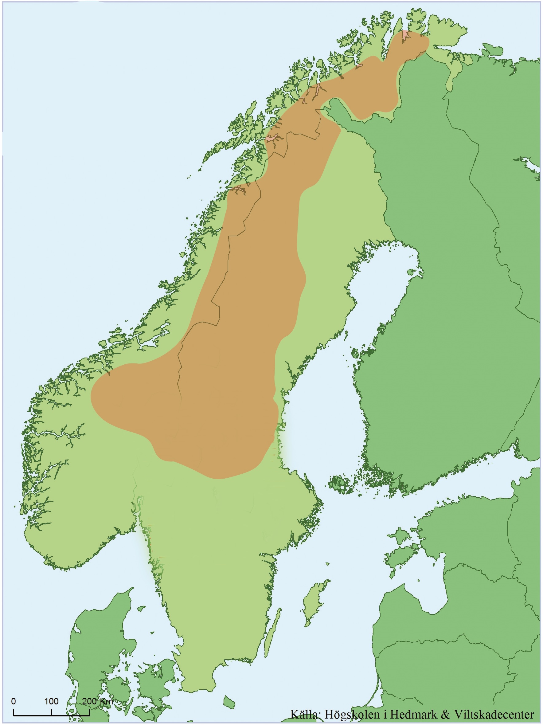 De flesta järvar finns i det röda området men de sprider sig sakta men säkert söderut. 